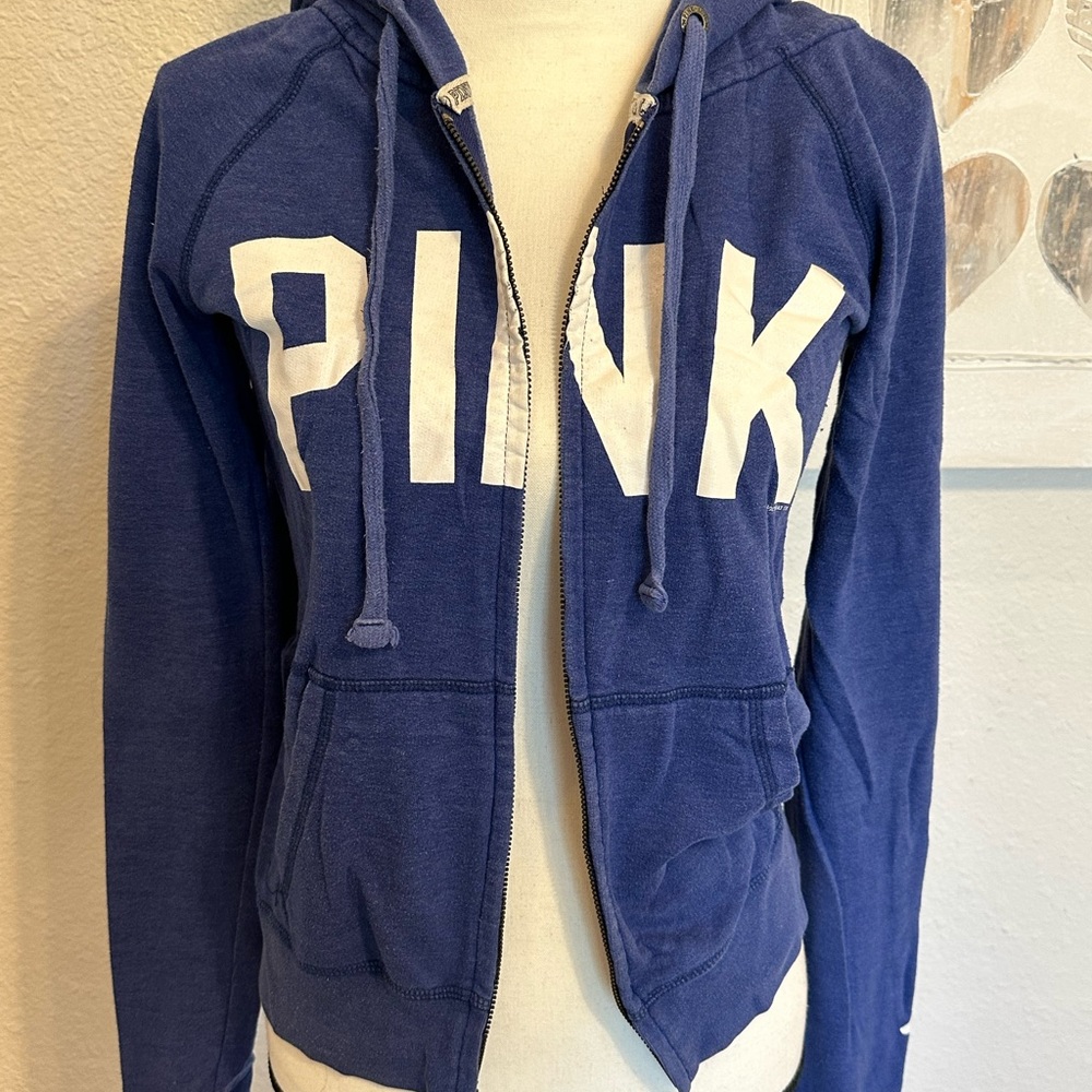 Blue PINK zip-up hoodie.